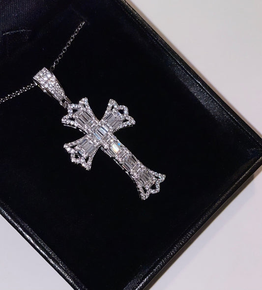 ANGEL BAGUETTE CROSS NECKLACE