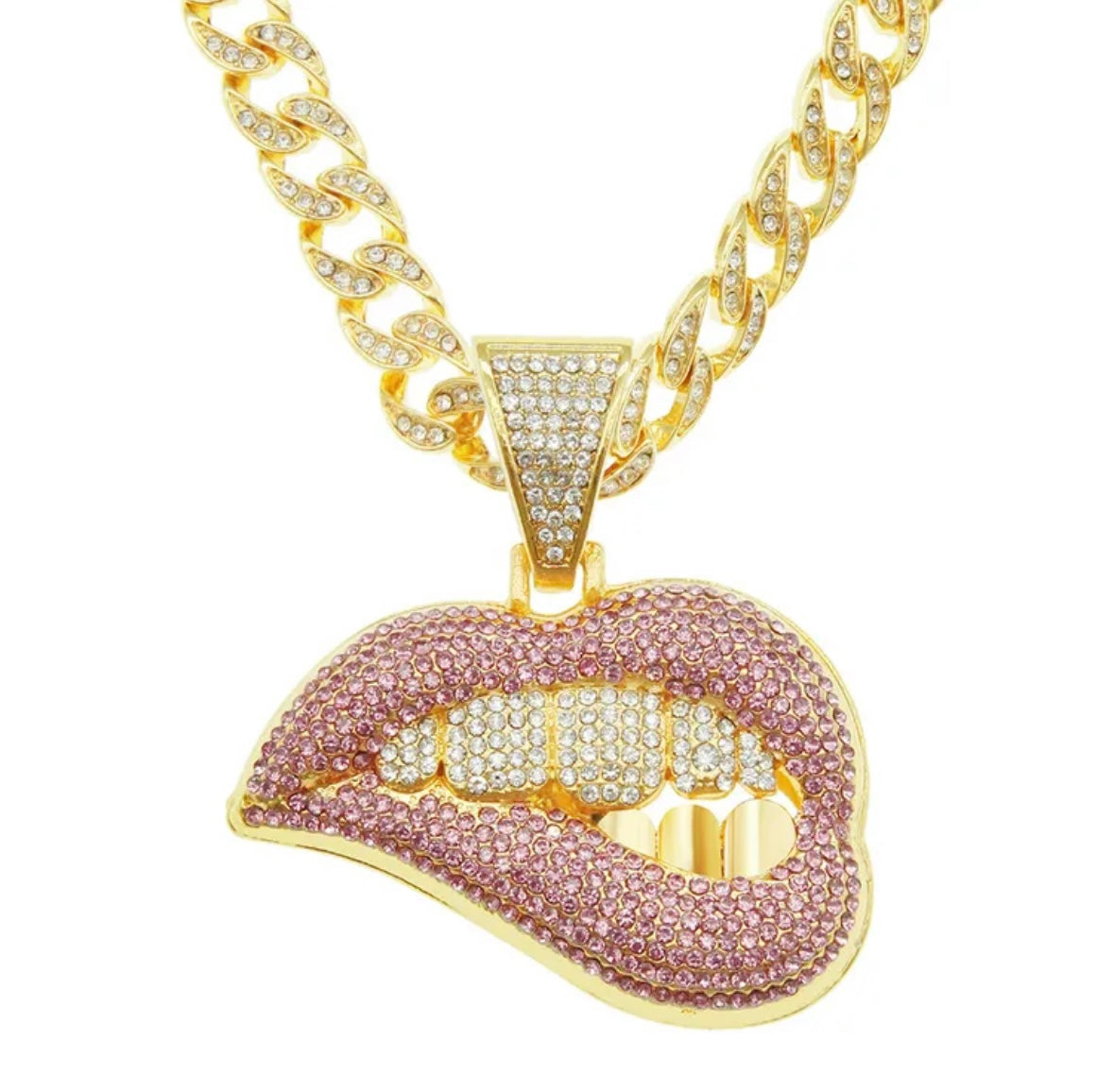 ICEY LIP & GRILL CUBAN NECKLACE